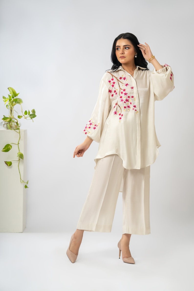 Embroidered Cotton Silk Women Co Ord Set