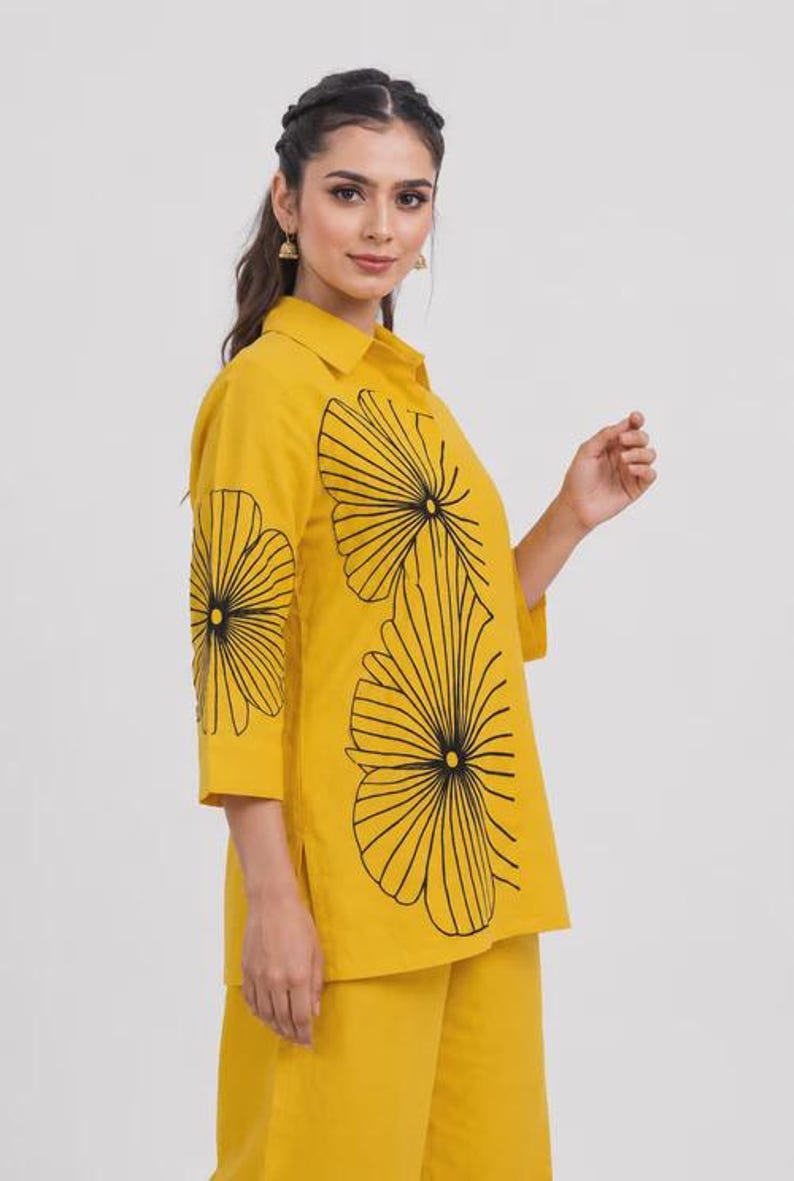 Mustard Yellow Cotton Women Co Ord Set