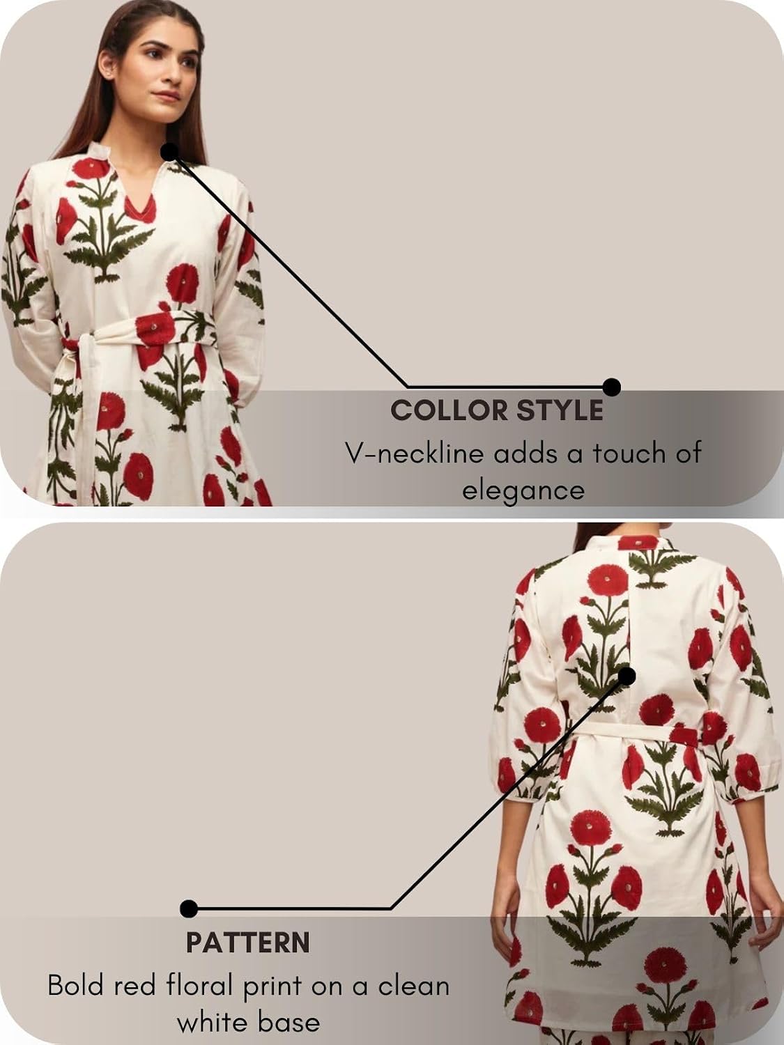 Leriya Fashion Rayon White Kurti Set for Women | V-Neck Straight Kurta Sets for Woman | Summer Co ord Set For Women Stylish | Ethnic Kurtis for Office Outfit | Floral Printed Kurtis 3/4 Sleeve