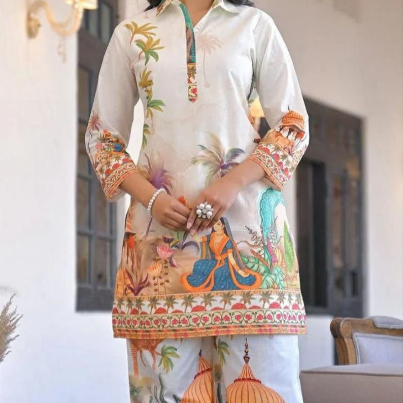 Digital Print Cotton Co Ord Set Soft Top