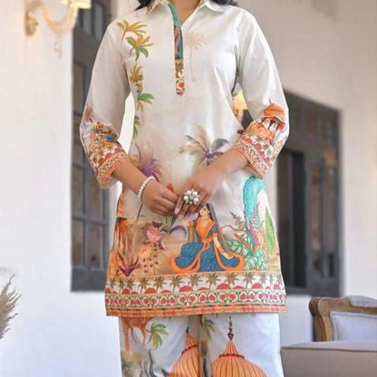 Digital Print Cotton Co Ord Set Soft Top