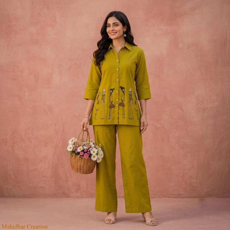 Designer Olive Green Women Co Ord Set