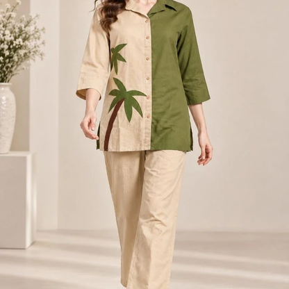 Olive Green Indo Western Women Co Ord Set