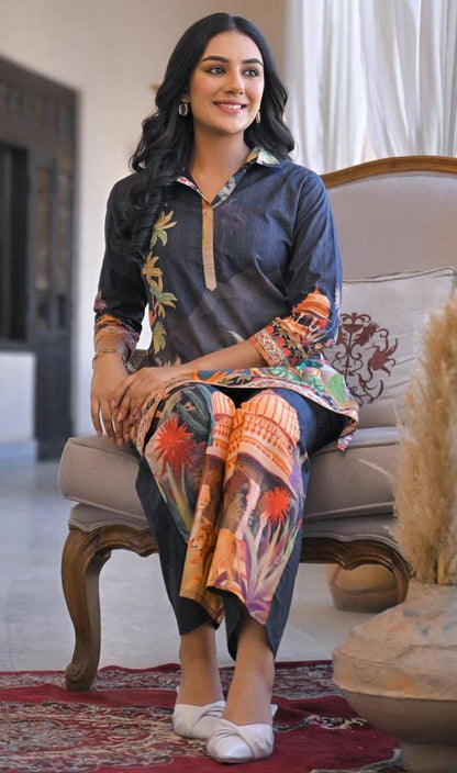 Digital Print Cotton Co Ord Set Soft Top