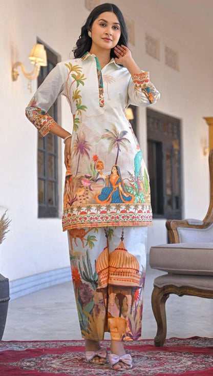 Digital Print Cotton Co Ord Set Soft Top