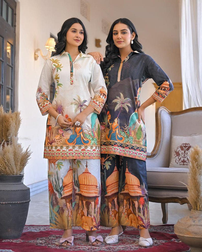 Digital Print Cotton Co Ord Set Soft Top
