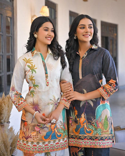 Digital Print Cotton Co Ord Set Soft Top