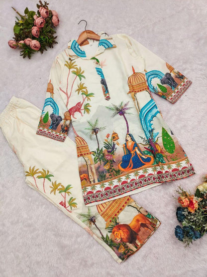 Digital Print Cotton Co Ord Set Soft Top