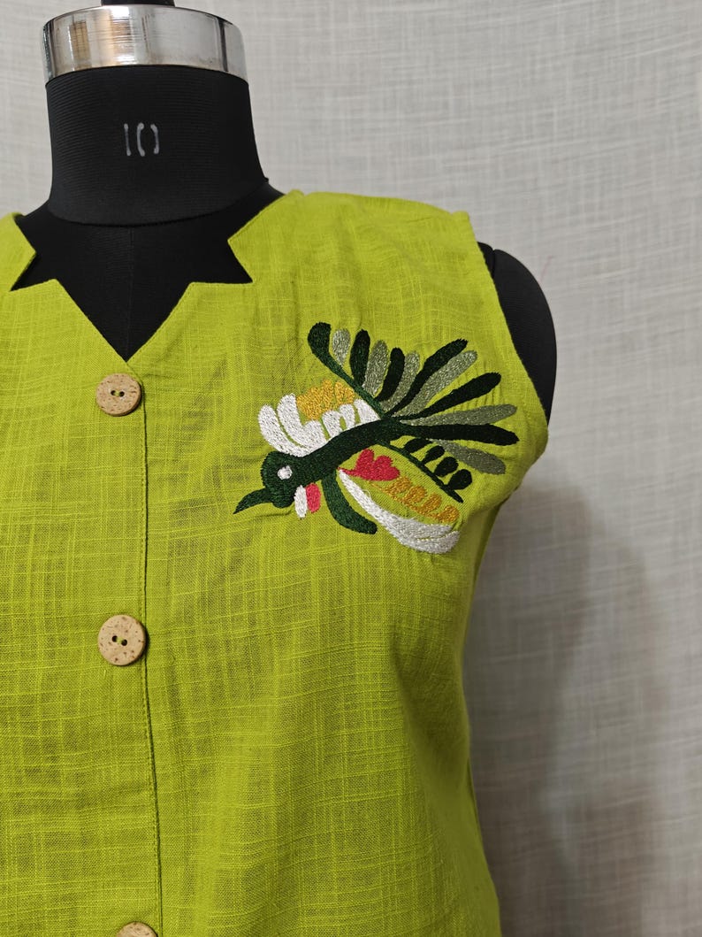 Lime Green Hand Embroidered Women Co Ord Set