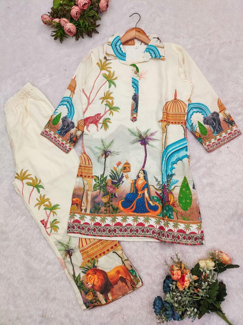 Digital Print Cotton Co Ord Set Soft Top