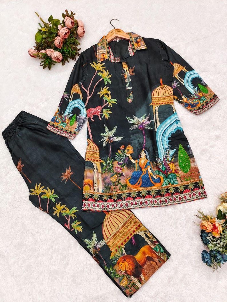 Digital Print Cotton Co Ord Set Soft Top