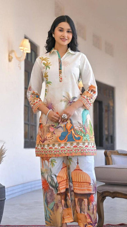 Digital Print Cotton Co Ord Set Soft Top