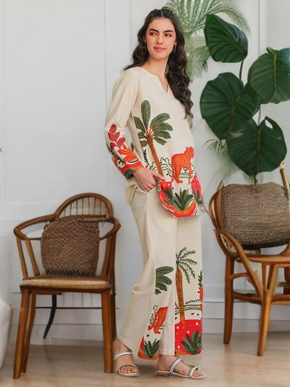 Quirky Printed Cotton Women Co Ord Set