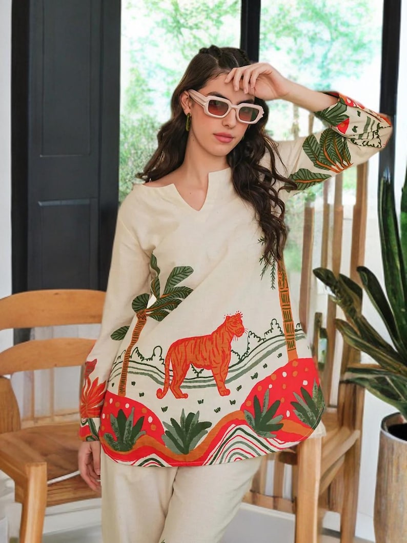 Quirky Printed Cotton Women Co Ord Set