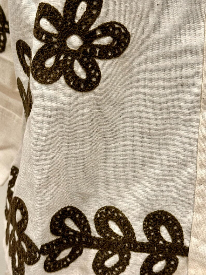 Hand Embroidered Cotton Co Ord Set Beige