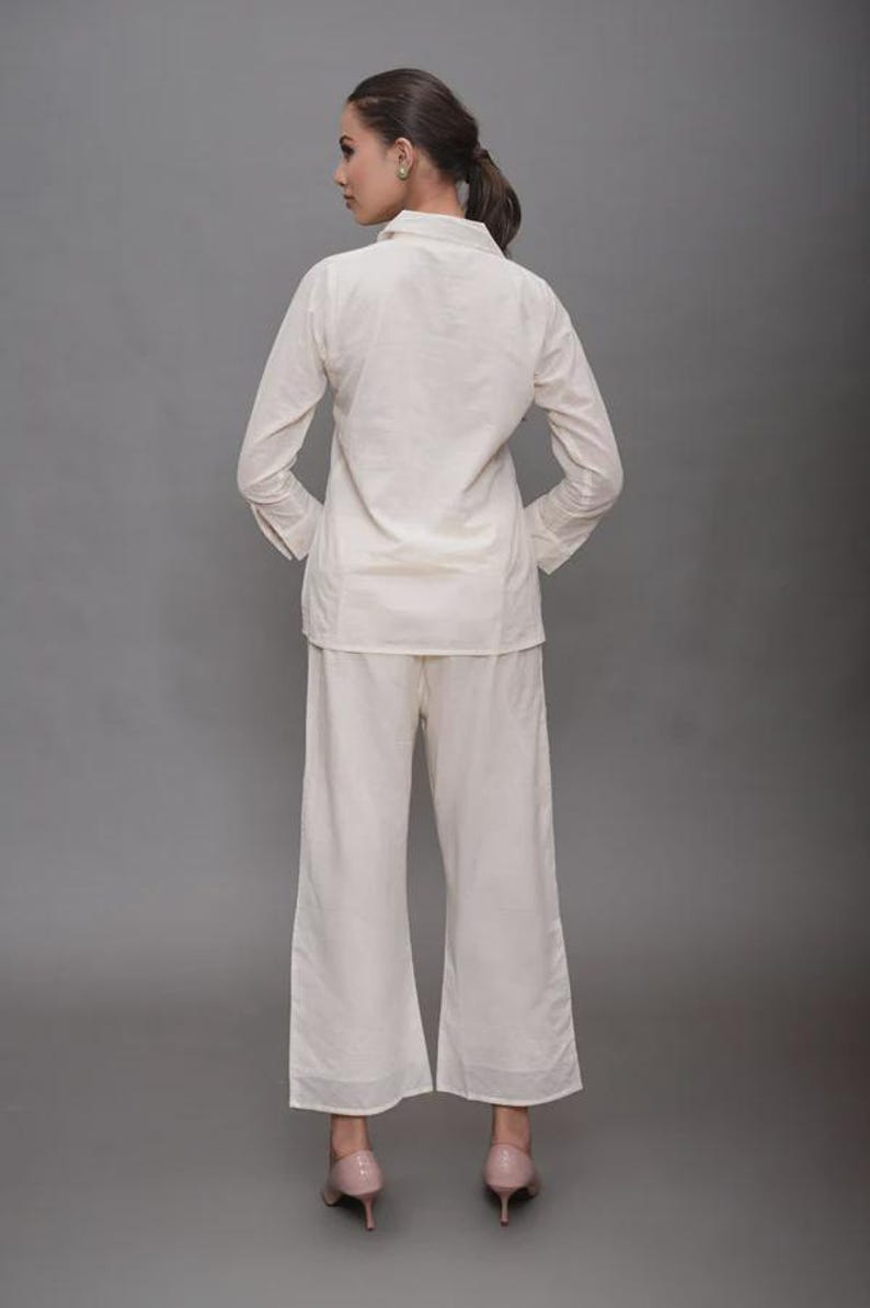 Cream Cotton Co Ord Set Embroidered Animal