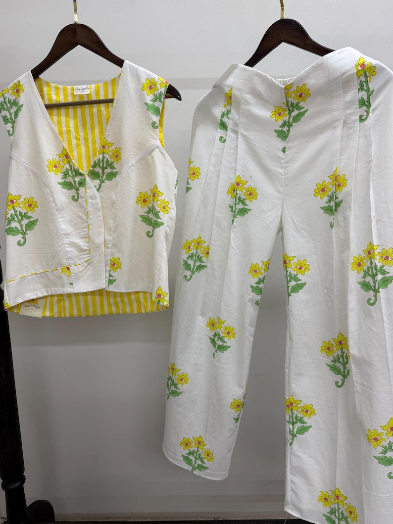 Hand Block Print Cotton Women Co Ord Set