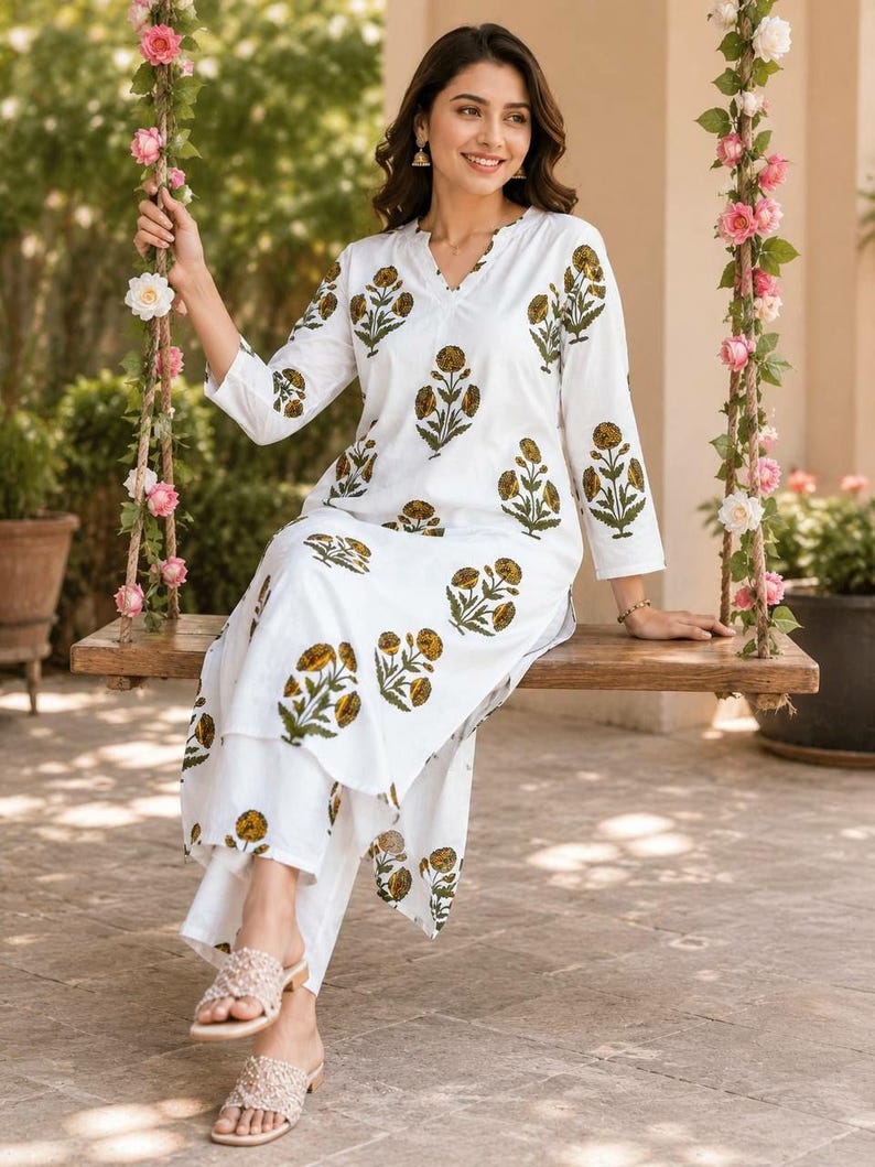 Digital Floral Print Kurta Pant Set For Women