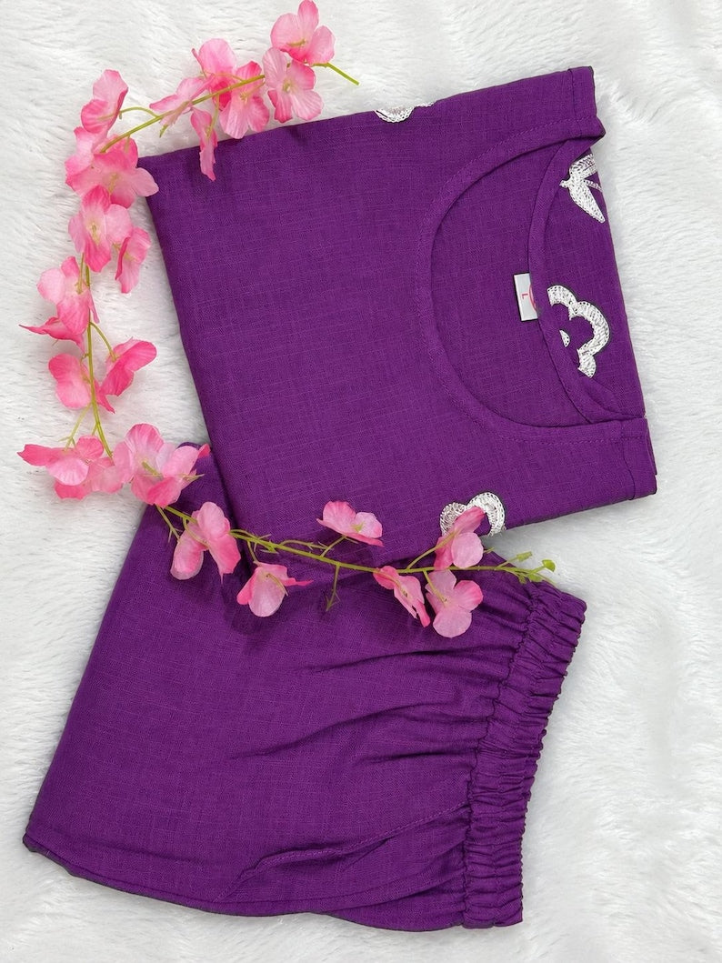 Hand Embroidered Cotton Co Ord Set Khadi