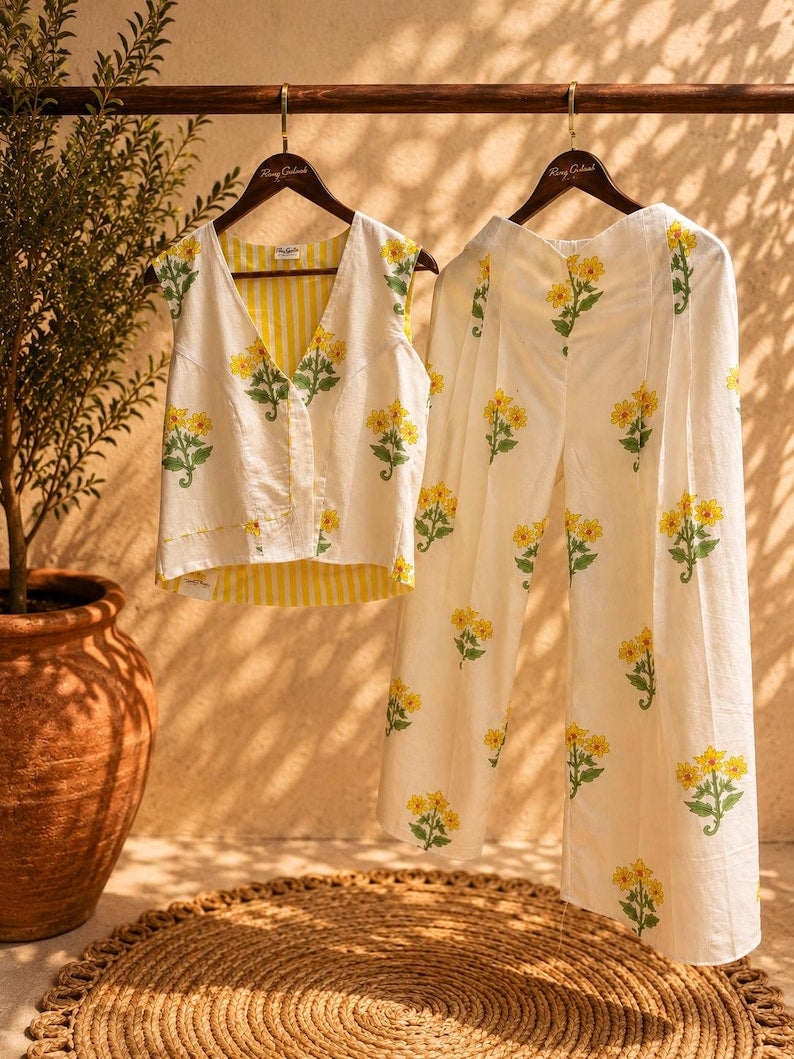 Hand Block Print Cotton Women Co Ord Set