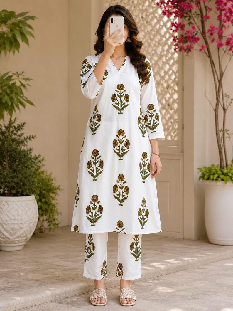Digital Floral Print Kurta Pant Set For Women