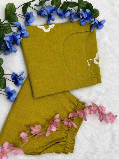 Hand Embroidered Cotton Co Ord Set Khadi