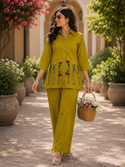 Designer Olive Green Women Co Ord Set