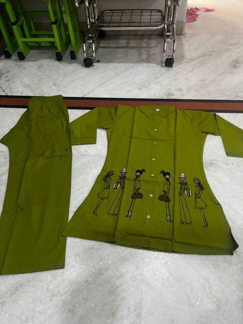 Olive Green Indo Western Women Co Ord Set
