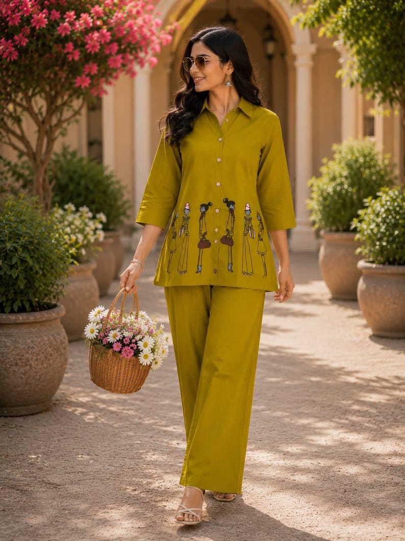 Designer Olive Green Women Co Ord Set