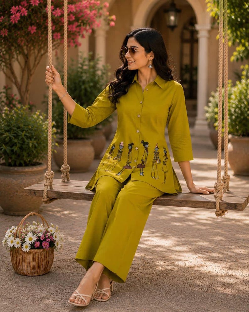 Designer Olive Green Women Co Ord Set