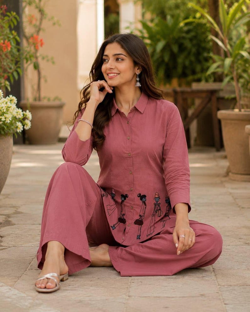 Dusty Rose Indo Western Women Co Ord Set