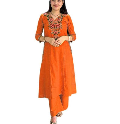 Yellow Cotton Kurta Palazzo Set For Women