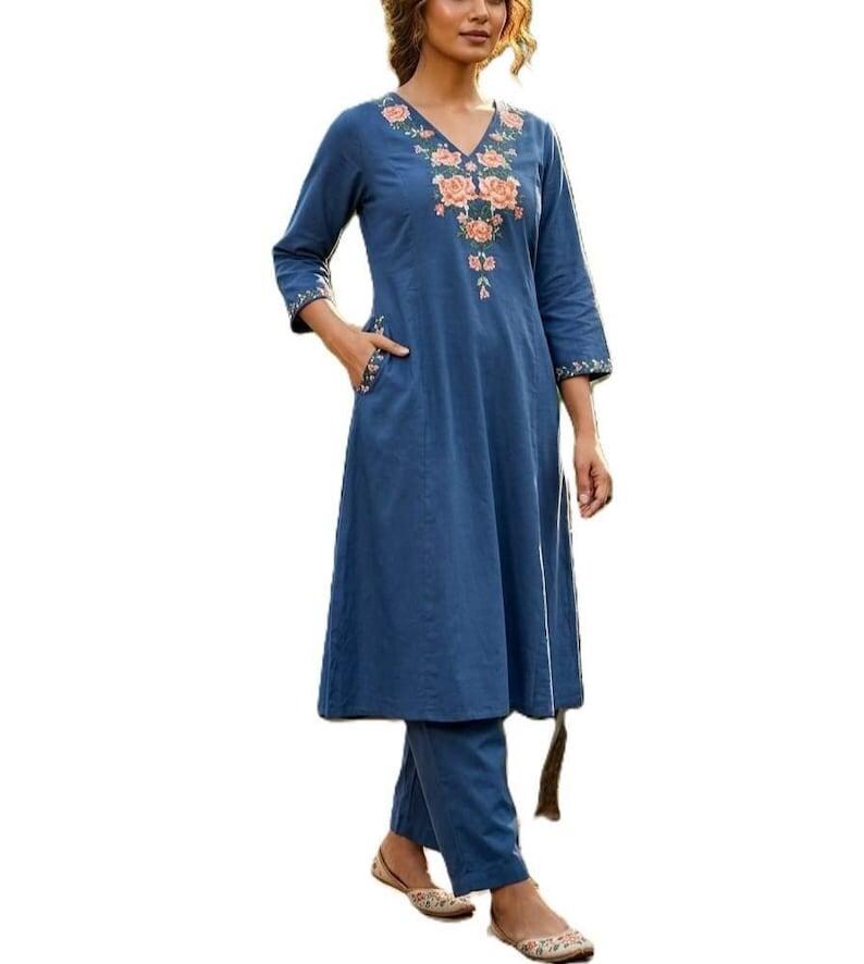 Yellow Cotton Kurta Palazzo Set For Women