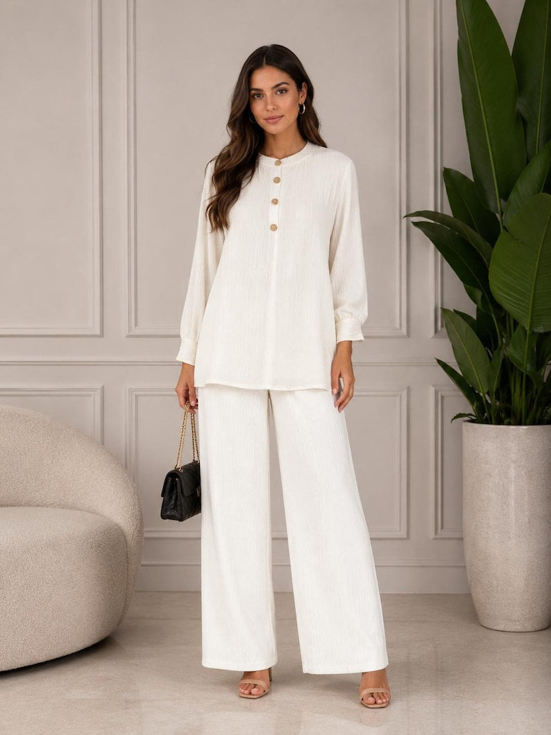 Modest Traditional Two Piece Co Ord Set Long Tunic