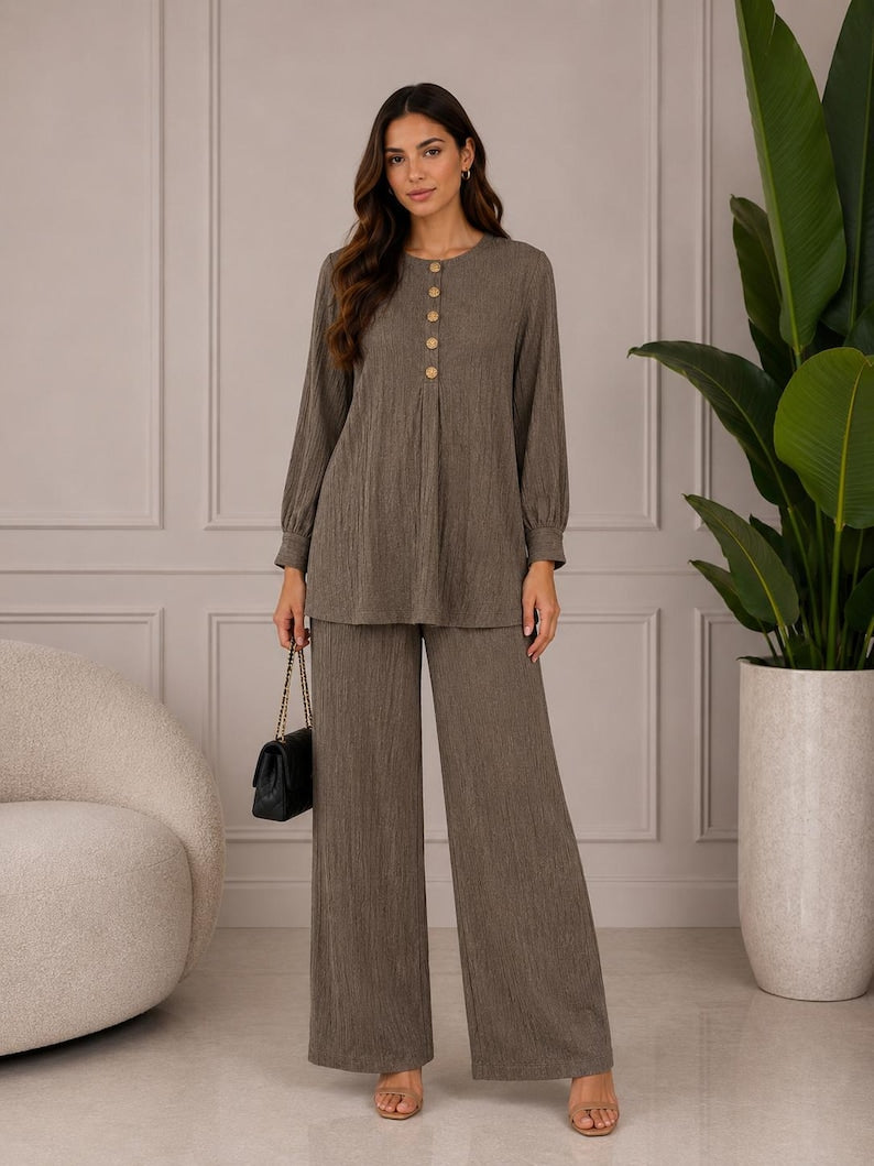 Modest Traditional Two Piece Co Ord Set Long Tunic
