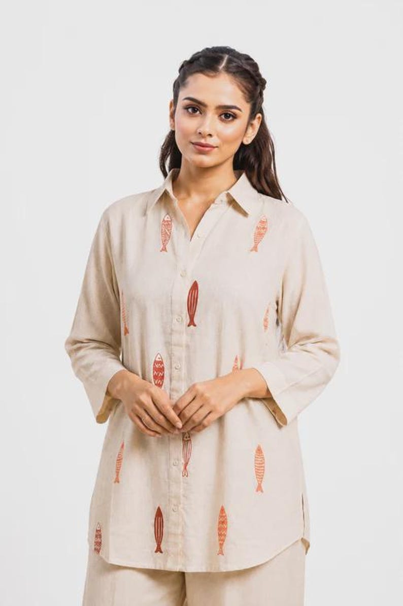 Off White Linen Cotton Women Co Ord Set